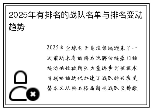 2025年有排名的战队名单与排名变动趋势
